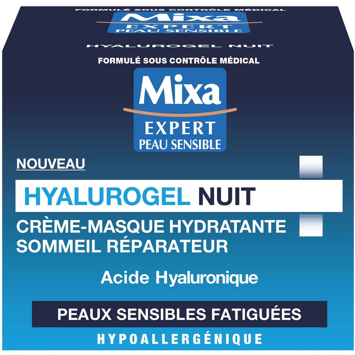 MIXA Crème masque hyalurogel nuit peaux fatiguées 50ml