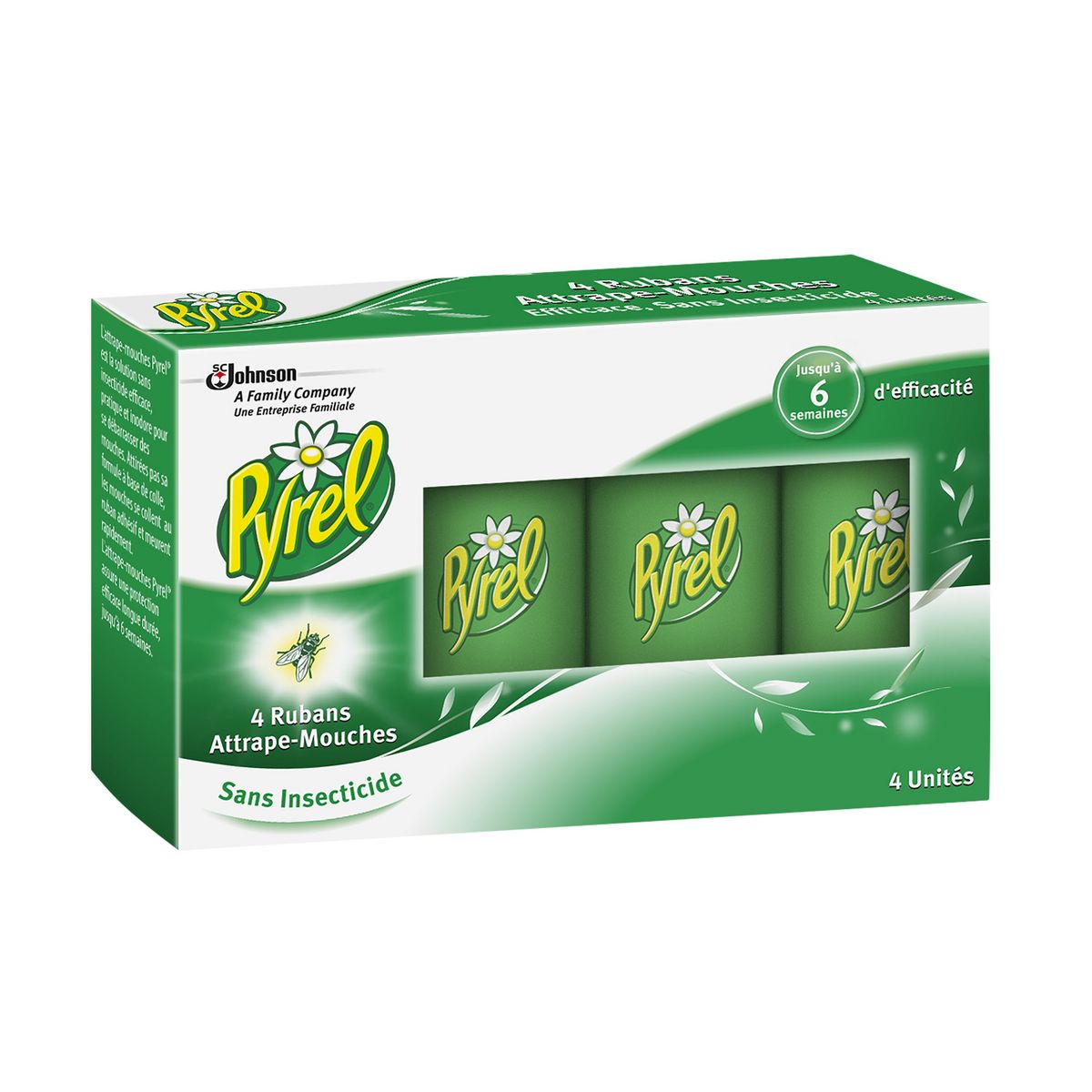 PYREL Ruban adhésif attrape mouches sans insecticides  4 rubans