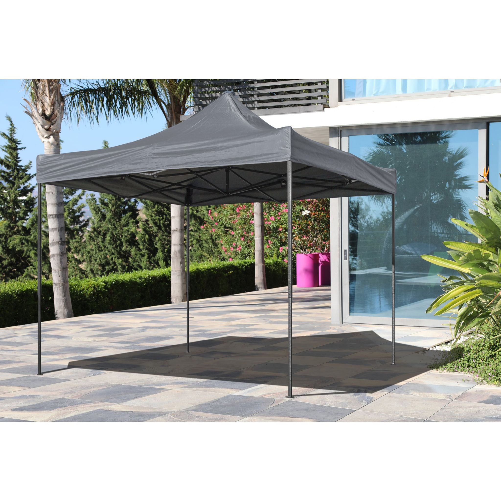 Tonnelle d'appoint pliante acier toile gris 3x3m