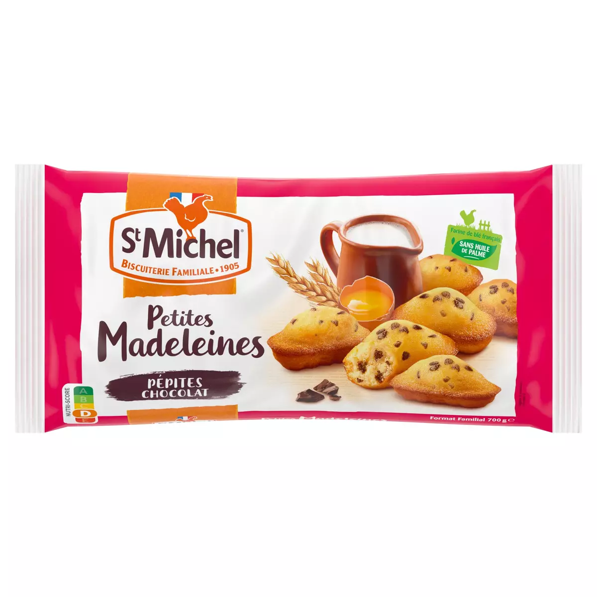 ST MICHEL Petites madeleines aux pépites de chocolat sans huile de palme 45 madeleines 700g