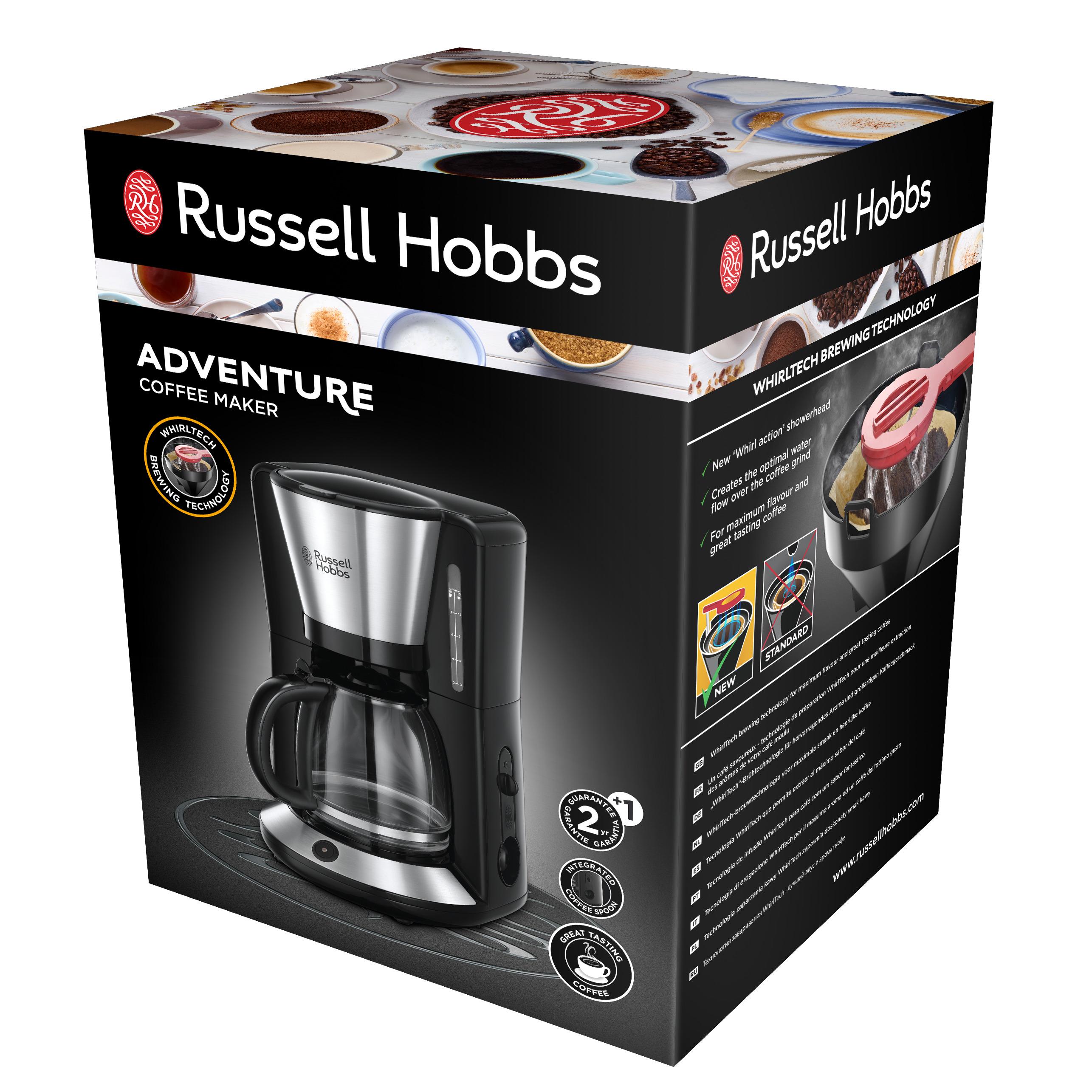 Voir la diapositive 2 : RUSSELL HOBBS Cafetière à filtre Adventure - 24010-56 - Acier brossé/noir