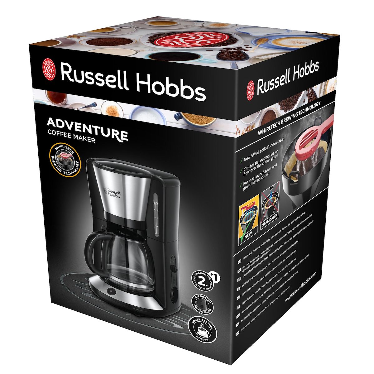 RUSSELL HOBBS Cafetière à filtre Adventure - 24010-56 - Acier brossé/noir