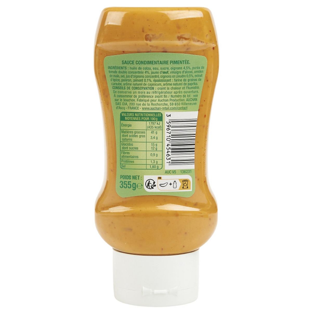 AUCHAN Sauce algérienne flacon souple 355g