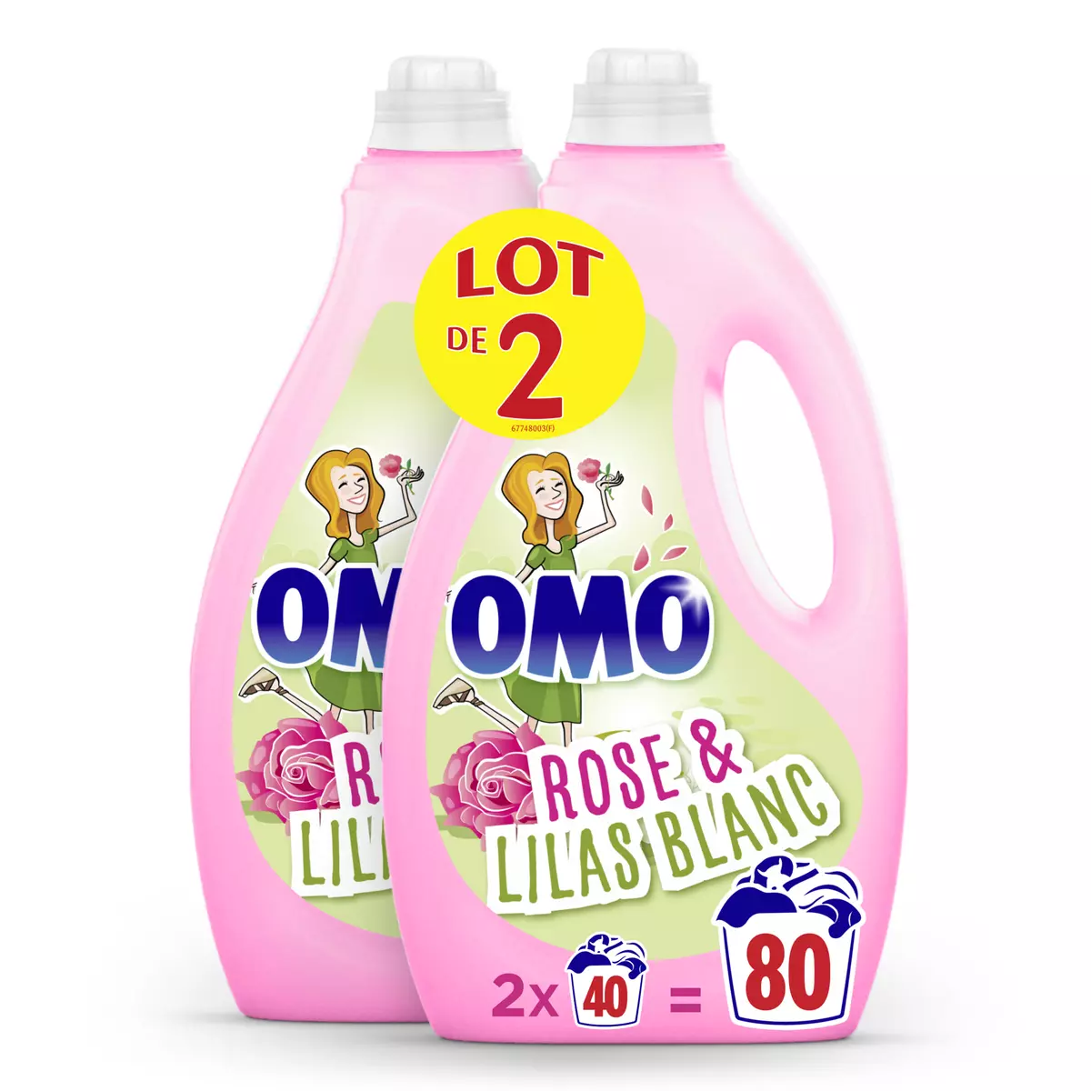 OMO Lessive liquide rose & lilas blanc 80 lavages 2x2l