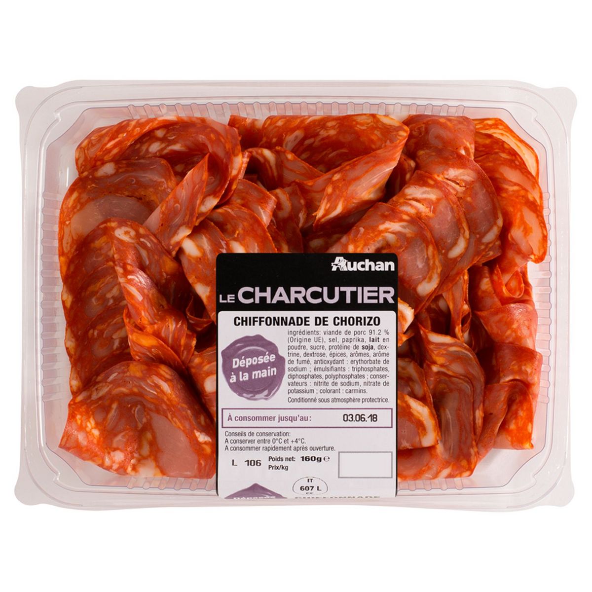AUCHAN LE CHARCUTIER Chiffonnade de chorizo 160g