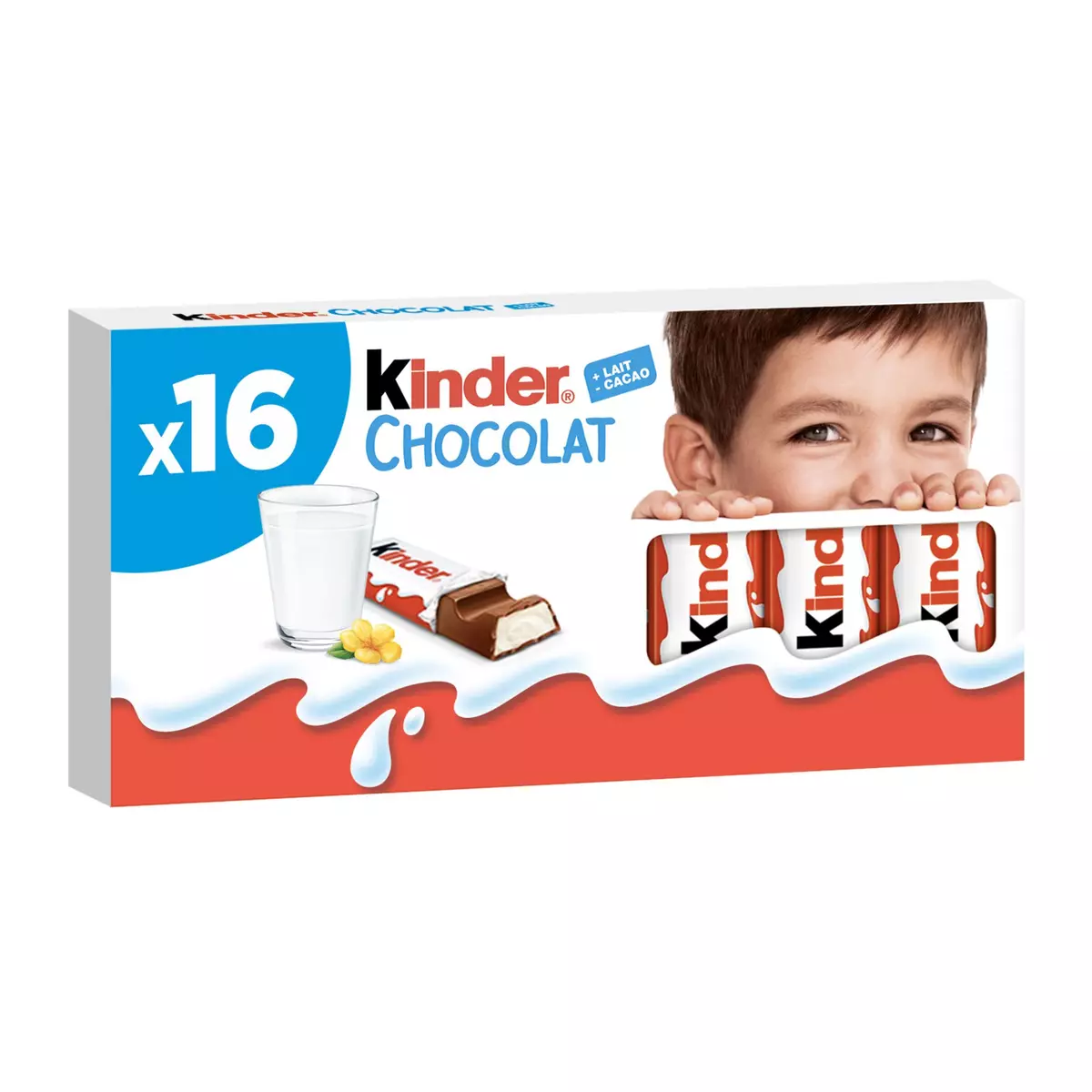 KINDER Barres chocolatées fourrées au lait 16 barres 200g