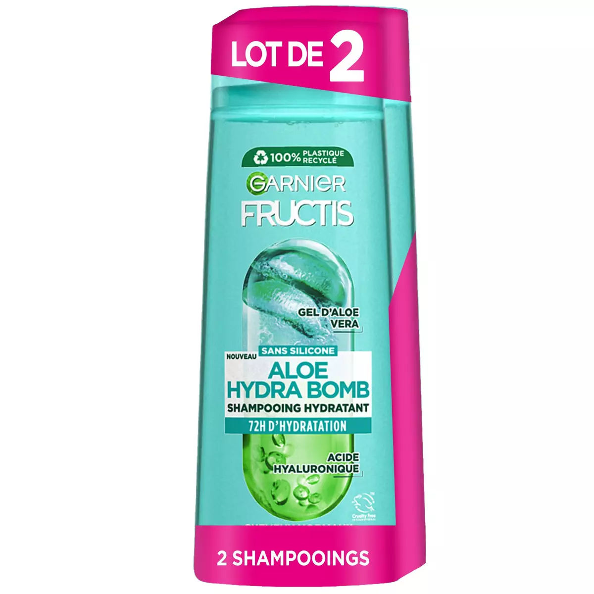 FRUCTIS Shampooing hydratant à l'aloe vera 2x200ml