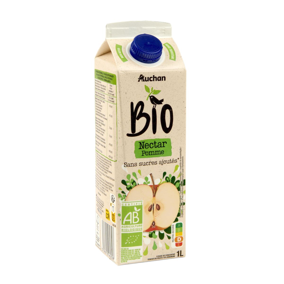 AUCHAN BIO Nectar de pomme sans sucres ajoutés bio 75cl