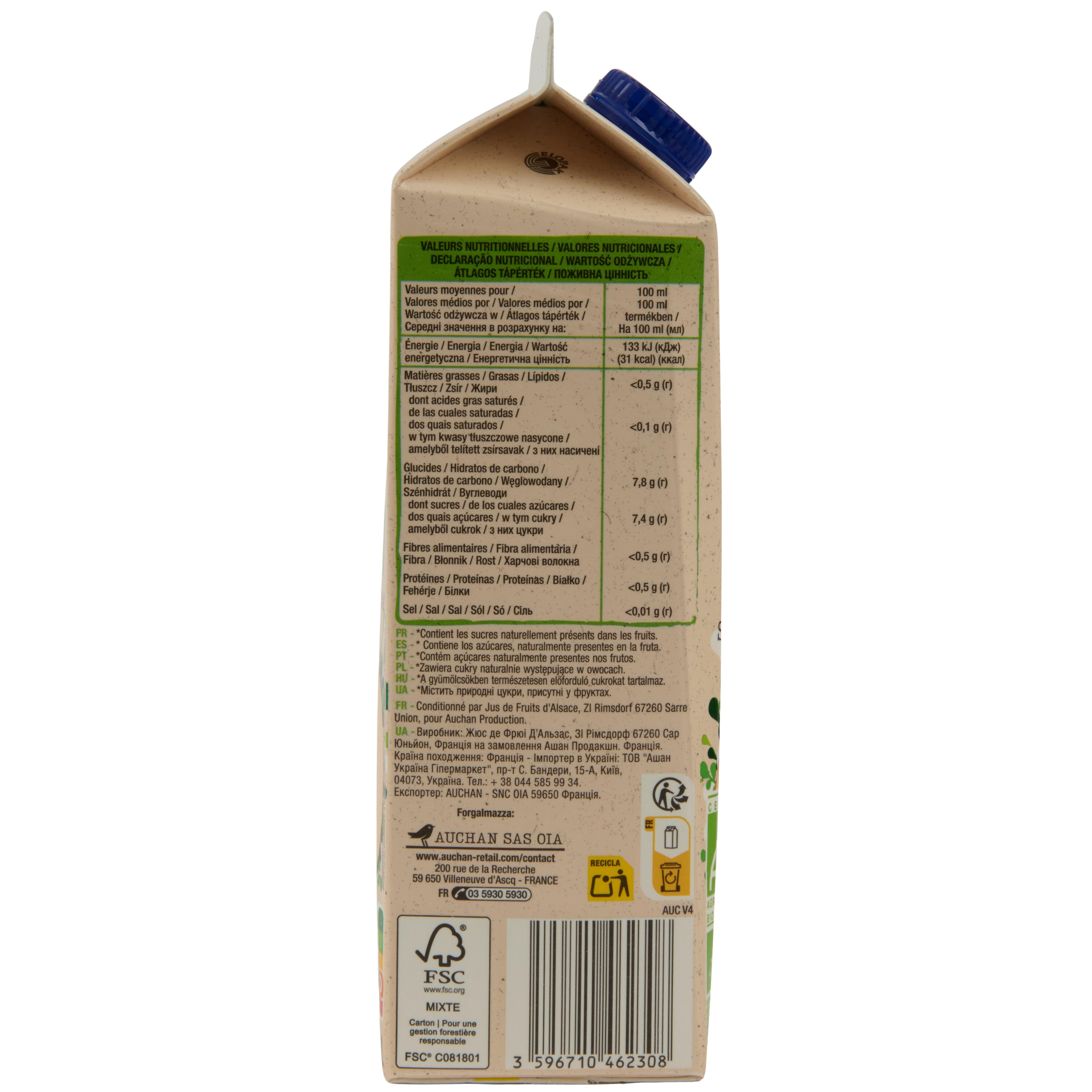 Voir la diapositive 3 : AUCHAN BIO Nectar de pomme 75cl