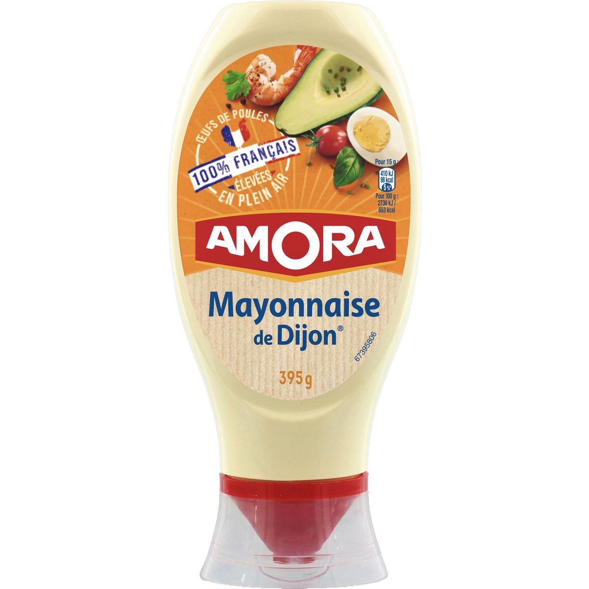AMORA Mayonnaise de Dijon œufs de plein air 100% français en squeeze top down 685g