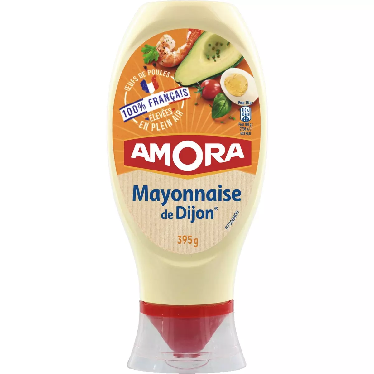 AMORA Mayonnaise de Dijon œufs de plein air 100% français en squeeze top down 685g