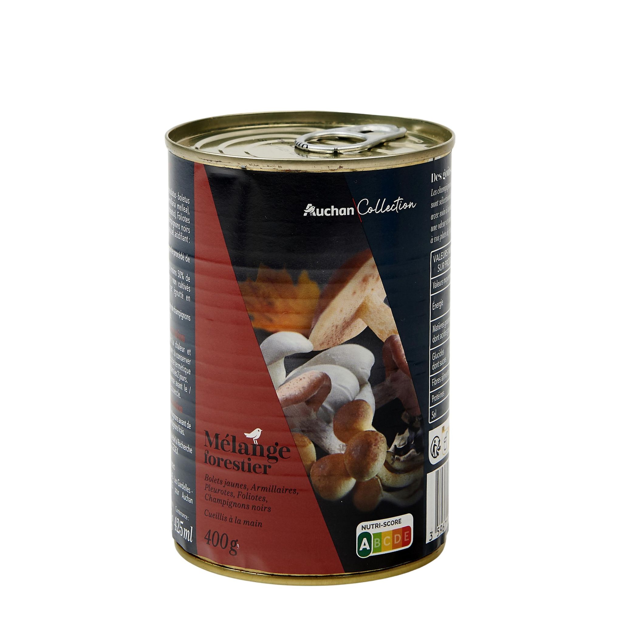 Voir la diapositive 2 : AUCHAN COLLECTION Mélange champignons forestiers 225g