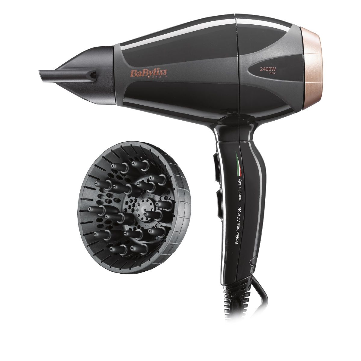 BABYLISS Sèche cheveux professionnel avec diffuseur fonction ionique 6617ADE - Gris