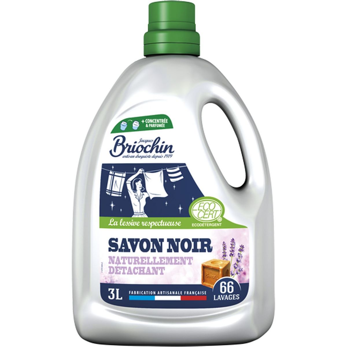 BRIOCHIN Lessive authentique écologique au savon noir 60 lavages 3l
