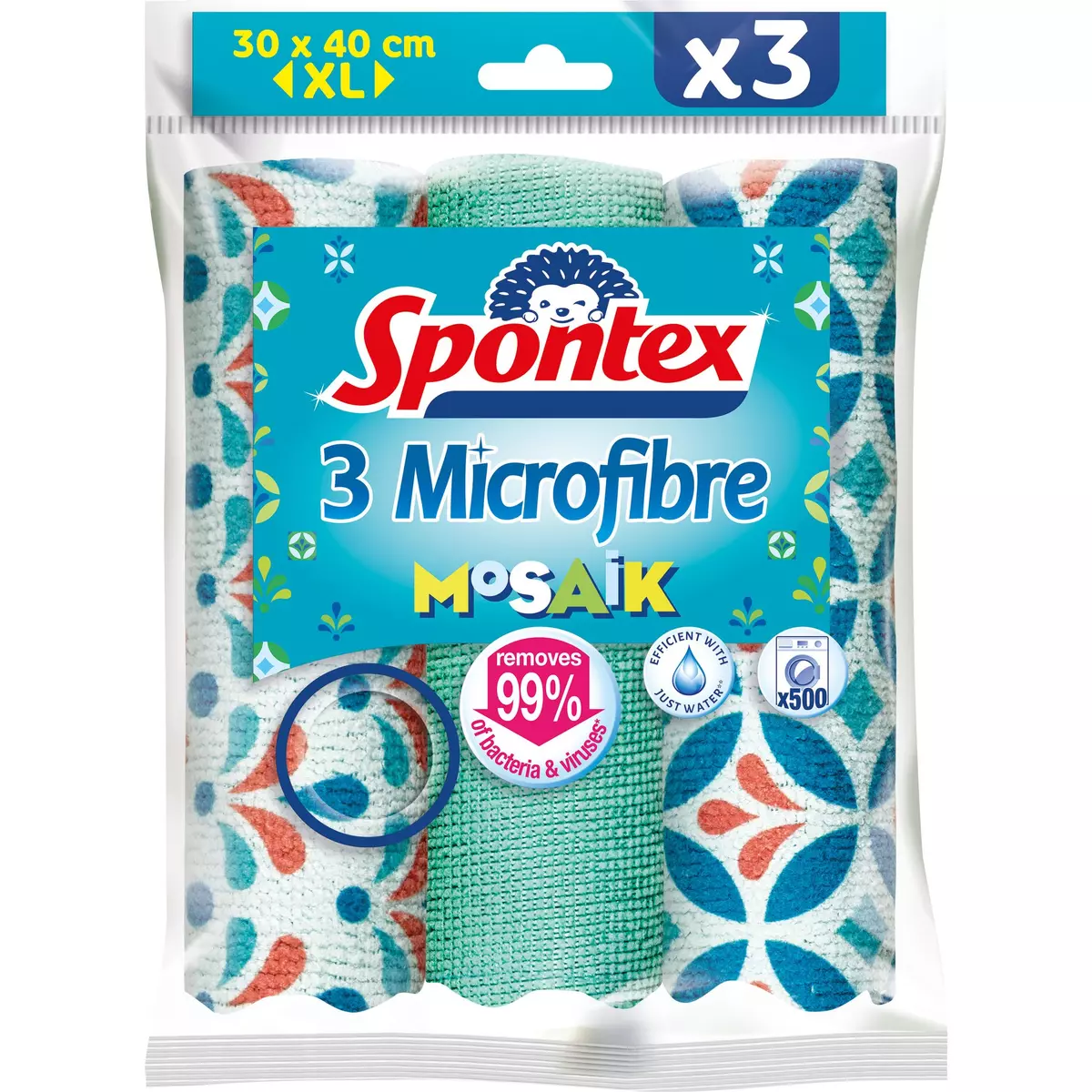 SPONTEX Mosaik chiffon microfibre XL 30x40cm 3 chiffons