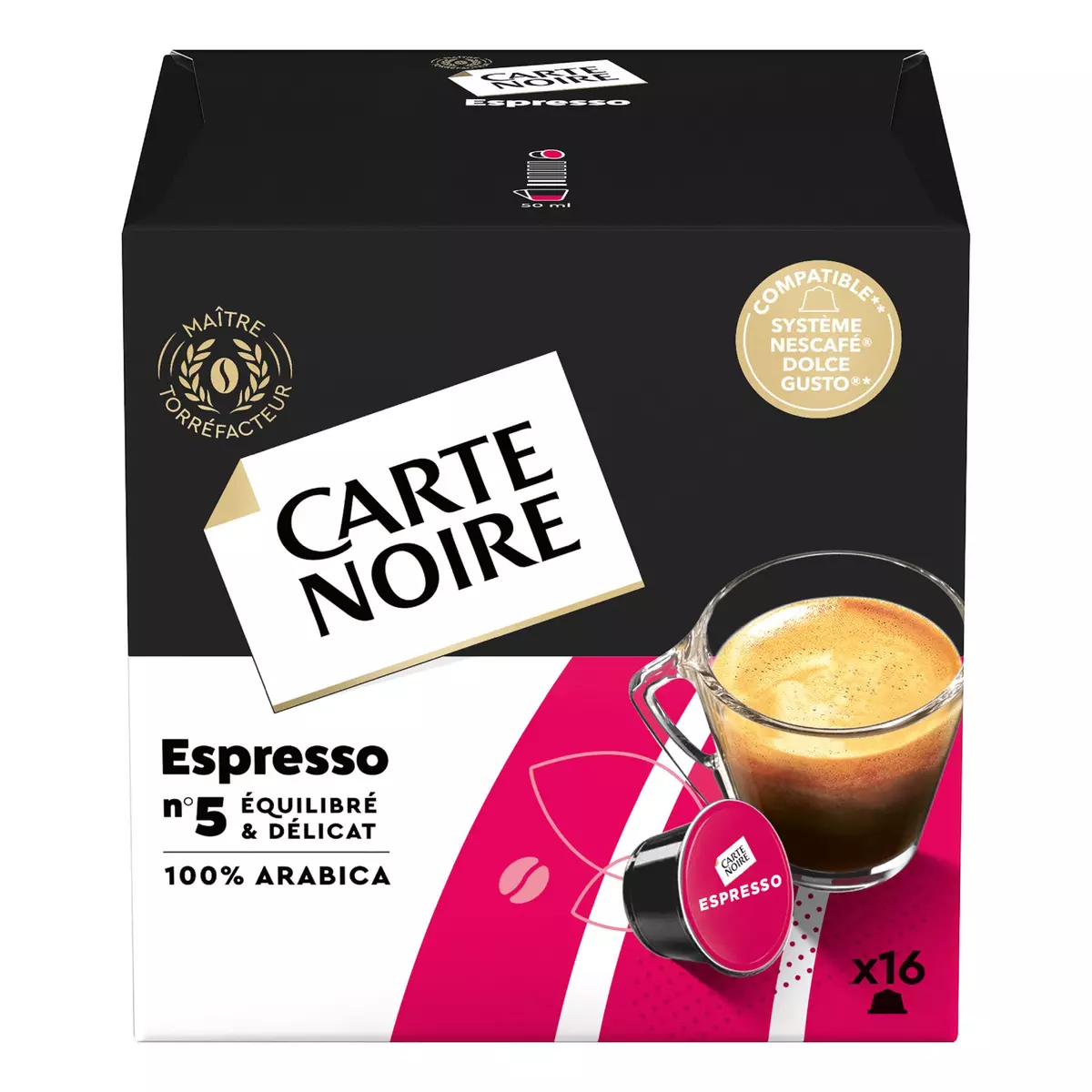 CARTE NOIRE Capsules de café espresso 100% arabica compatibles Dolce Gusto  16 capsules 130g pas cher 