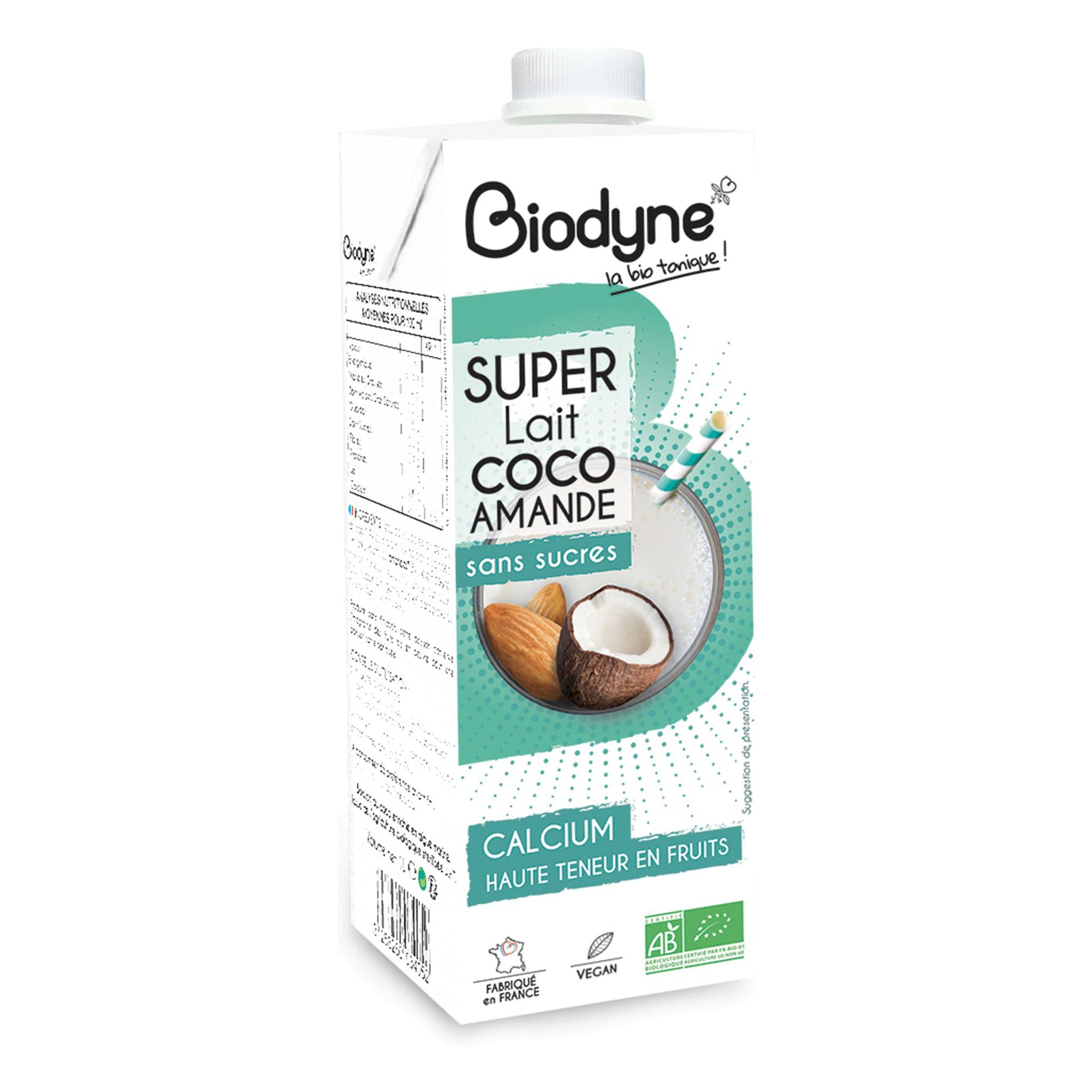 BIODYNE Super lait coco amande bio sans sucres 75cl