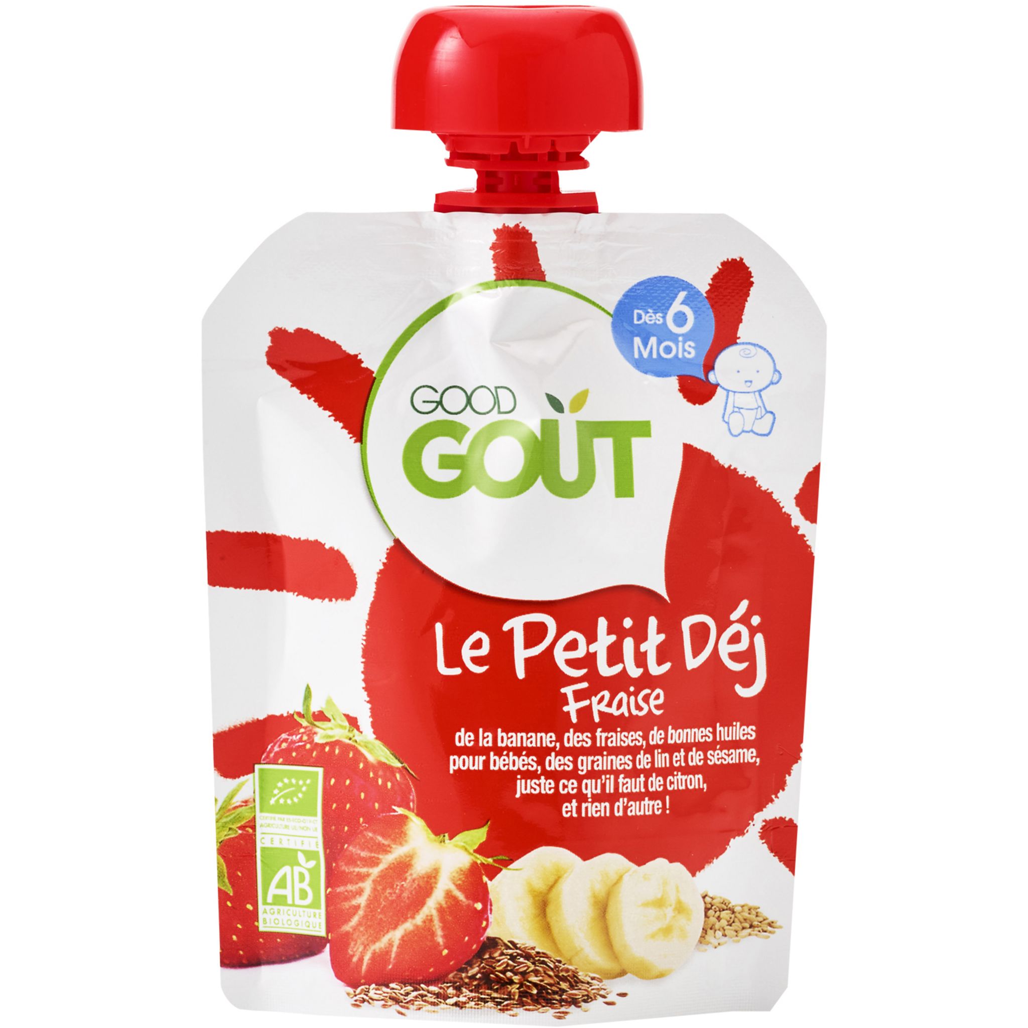 Voir la diapositive 2 : GOOD GOUT Gourde dessert lacté à la fraise bio dès 6 mois 70g