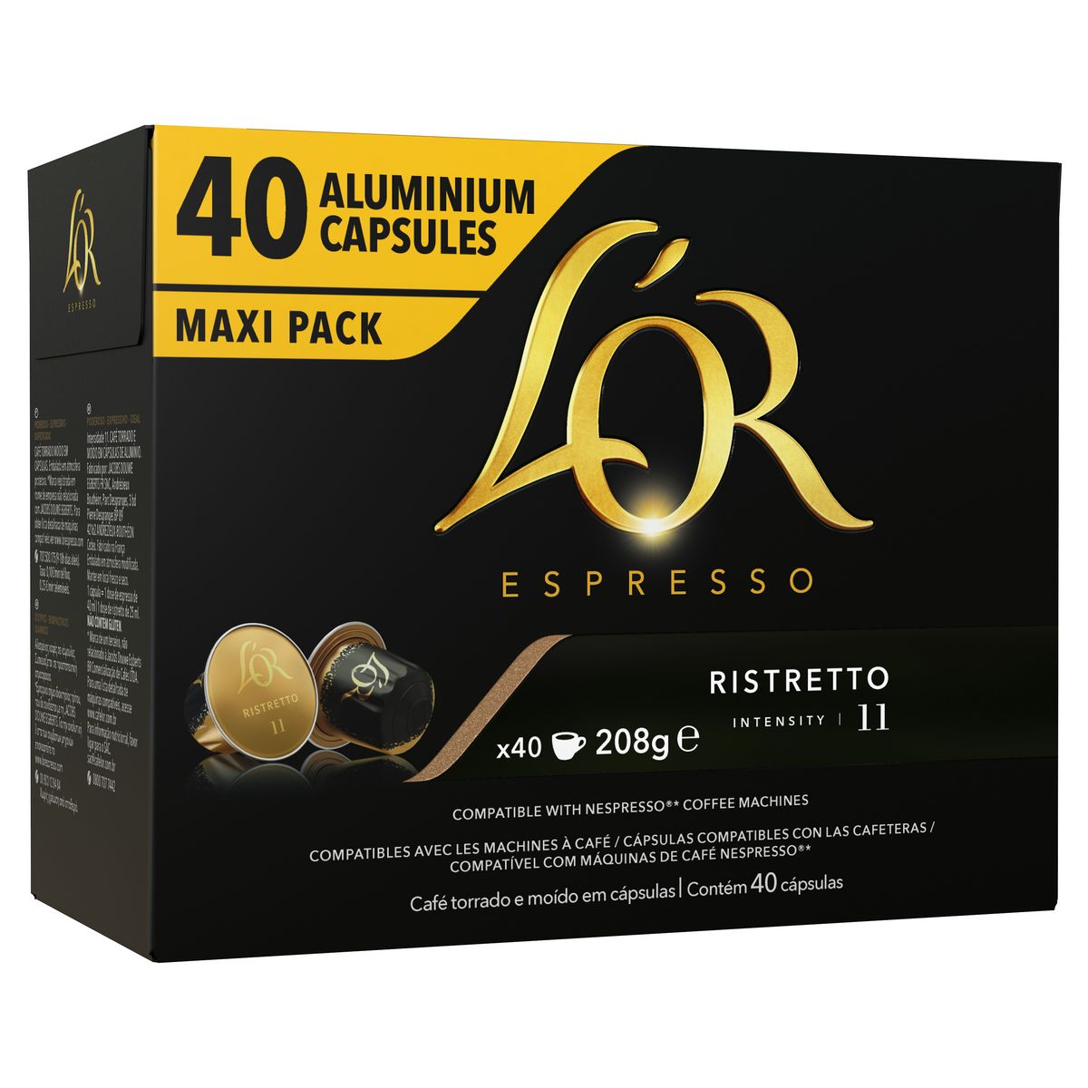 L'OR Capsules de café ristretto intensité 11 compatibles Nespresso 40 capsules 208g