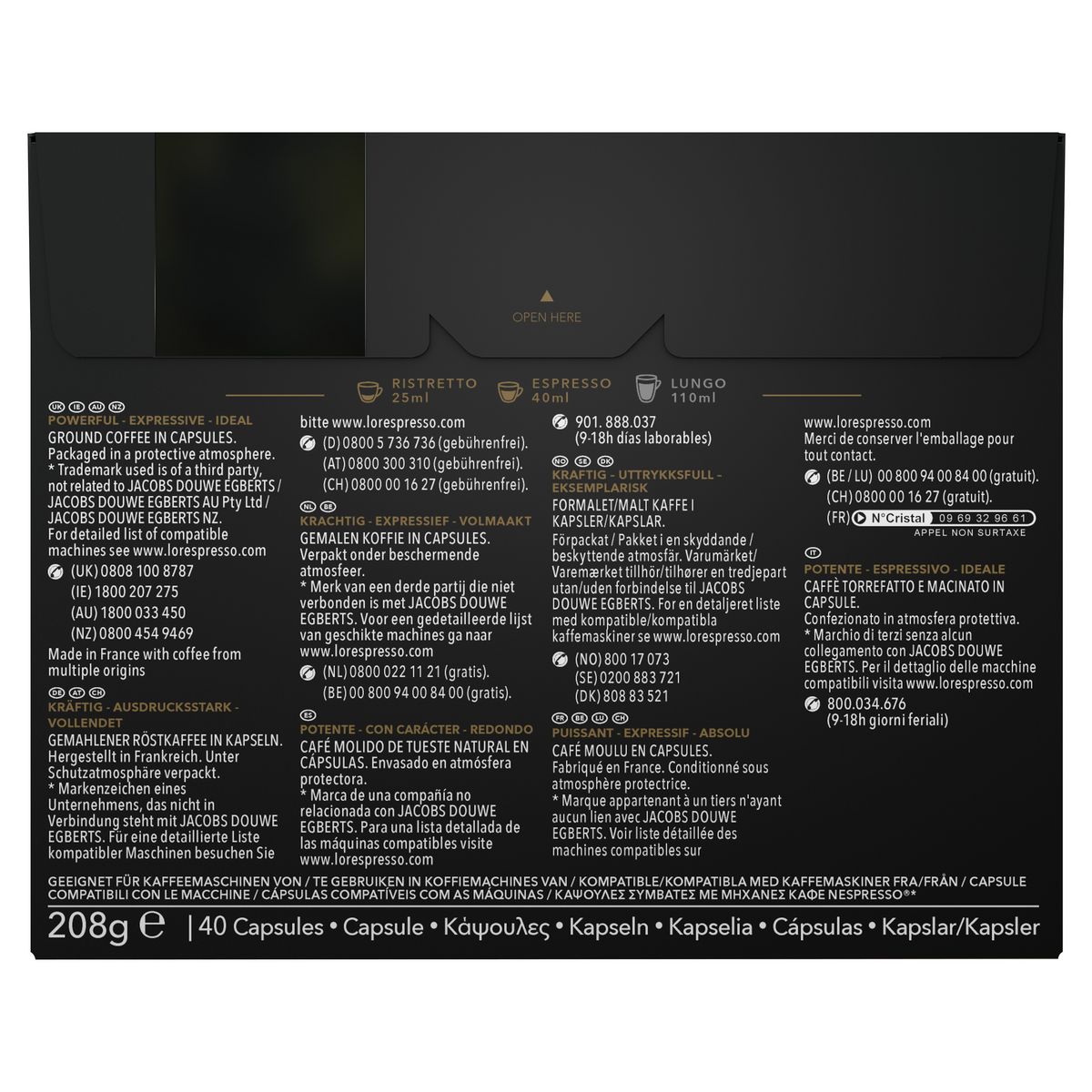 L'OR Capsules de café ristretto intensité 11 compatibles Nespresso 40 capsules 208g