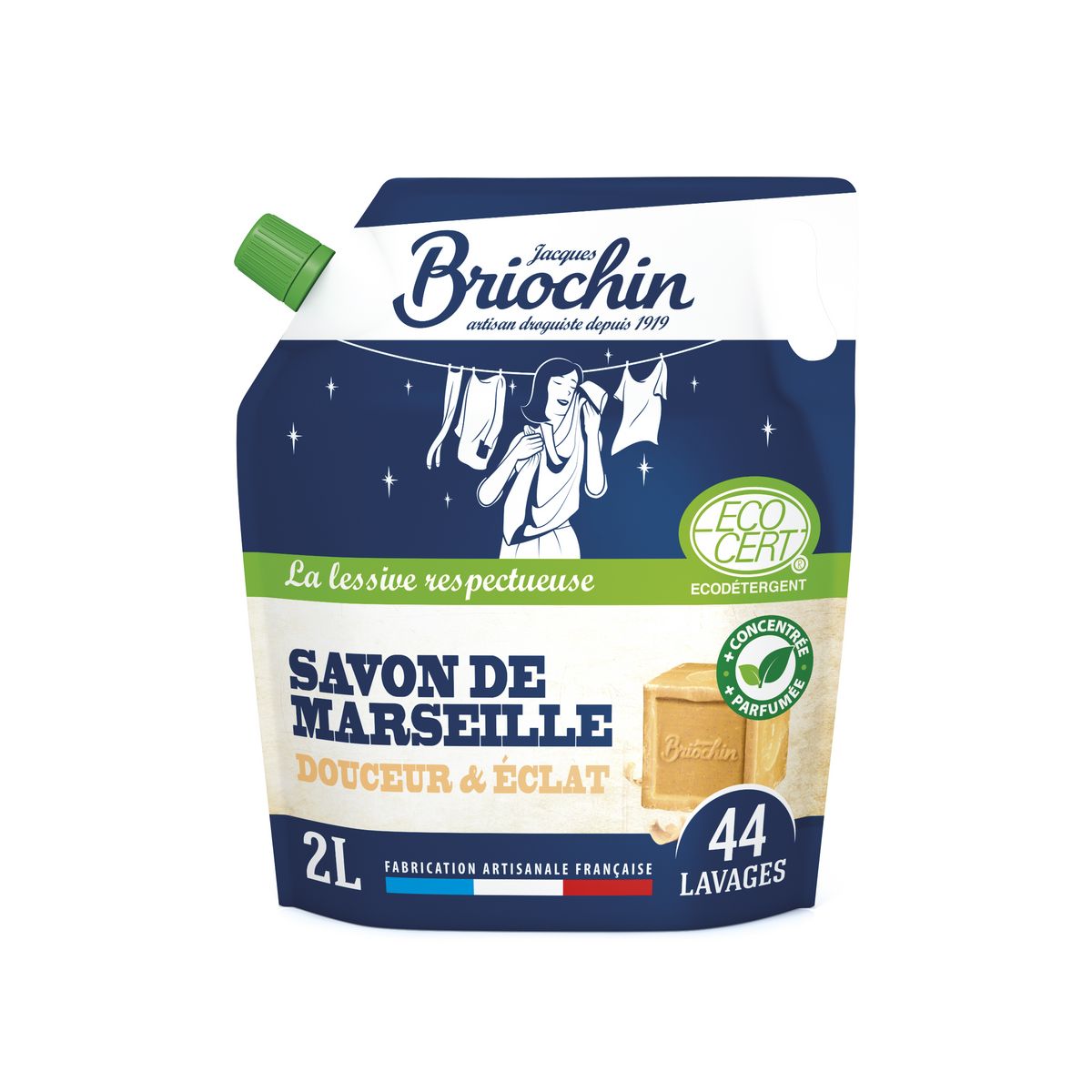 BRIOCHIN Lessive liquide douceur et éclat au savon de Marseille 40 ...