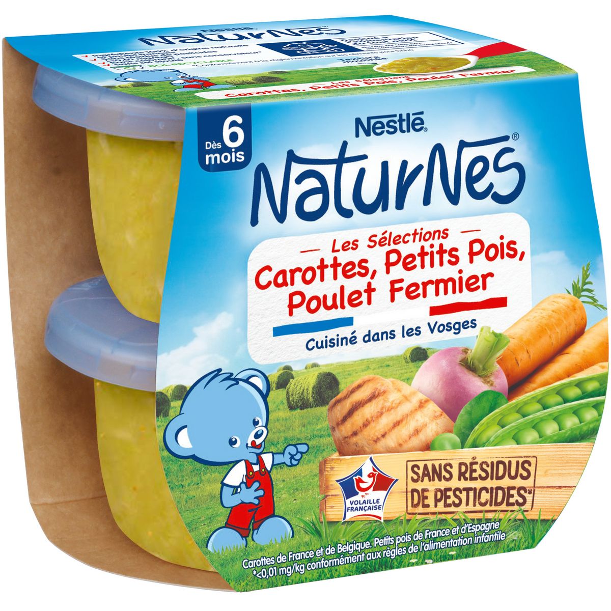 NESTLE Naturnes bol légumes du marché et poulet fermier dès 6 mois 2x200g