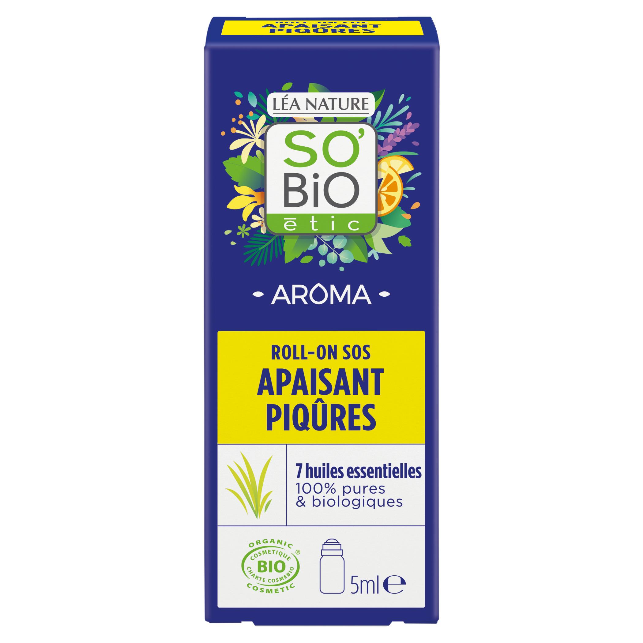 SO BIO ETIC Aroma roll-on sos apaisant piqûres 7 huiles essentielles 5ml