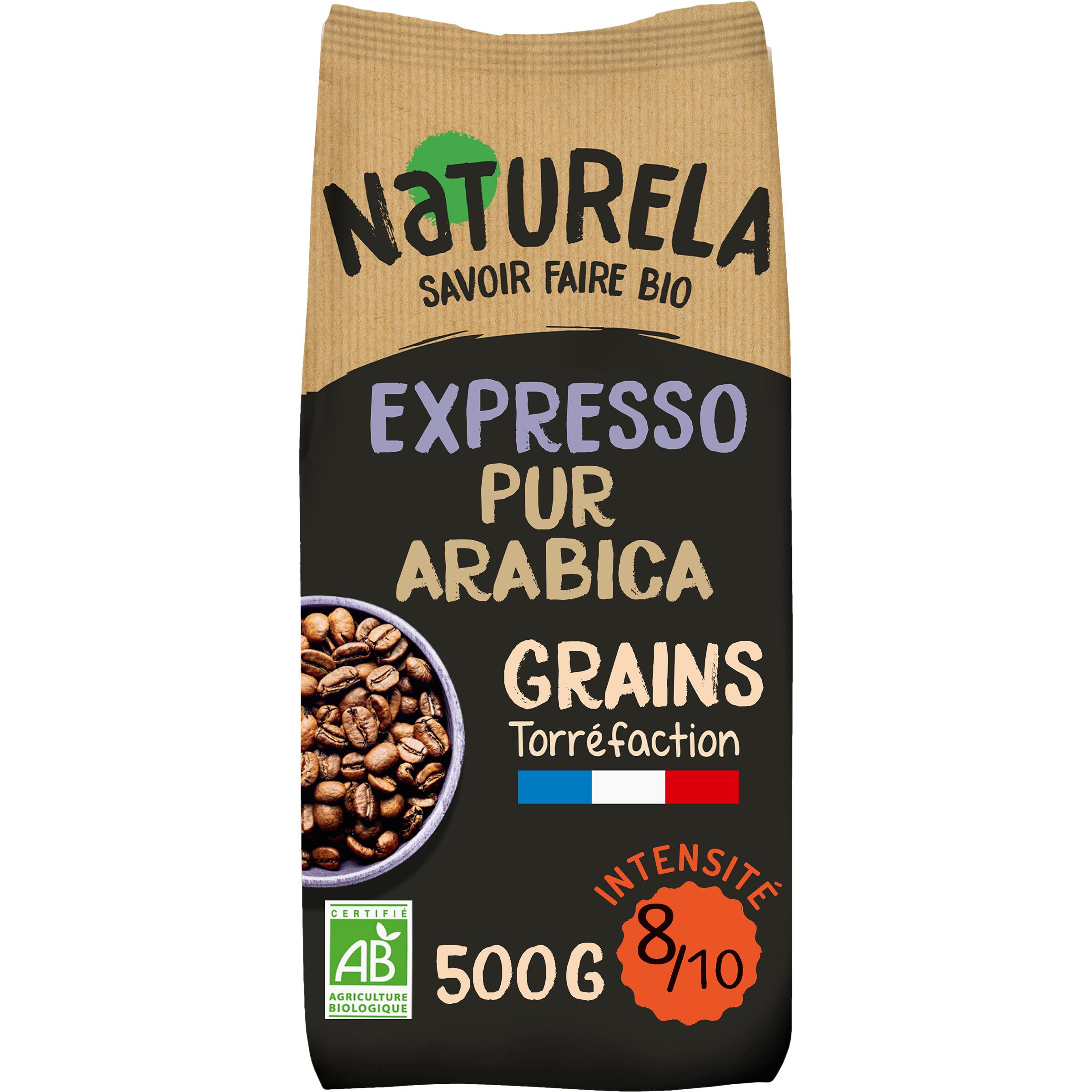 Voir la diapositive 2 : NATURELA Café bio en grains expresso pur arabica intensité 8 500g