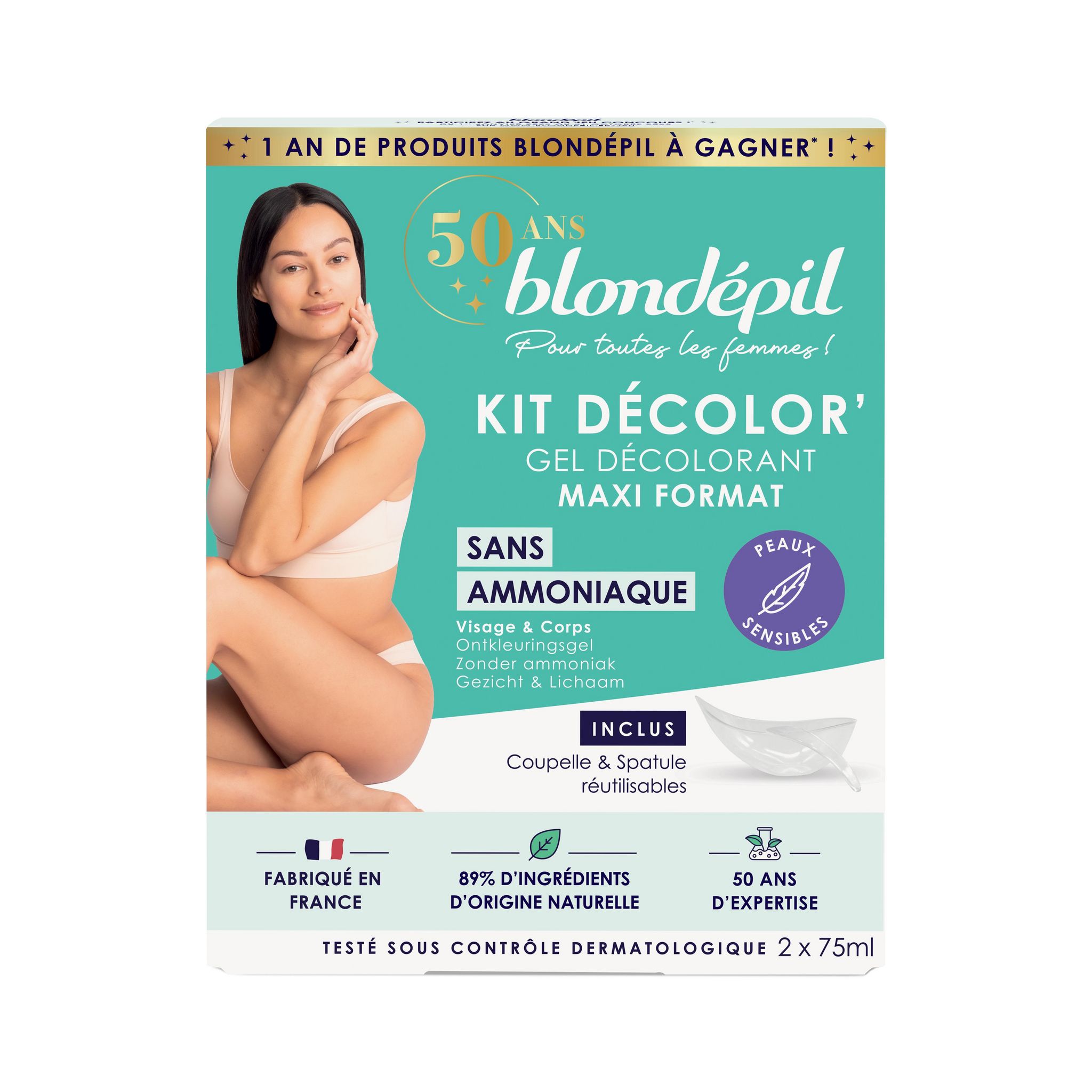 BLONDEPIL Gel décolorant sans ammoniaque visage et corps tous types de peaux 2x75ml