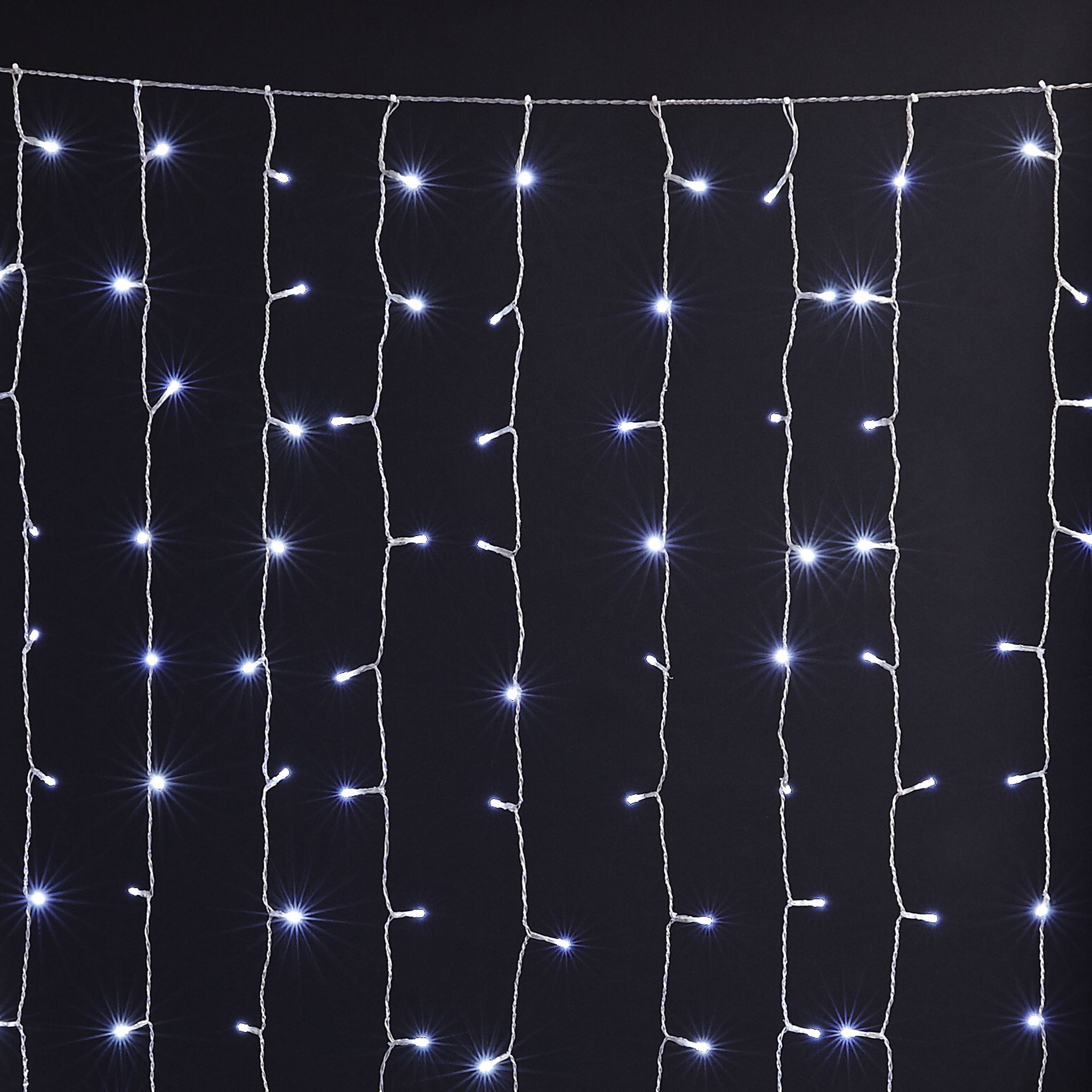 Voir la diapositive 2 : ACTUEL Rideau Lumineux 240 LED Blanc Froid 8 Programmes