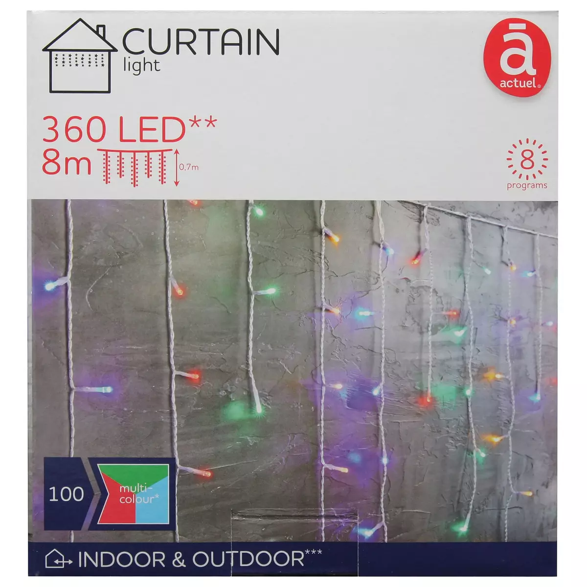 ACTUEL Rideau guirlande Lumineuse de Noël - 360 LED - Multicolore