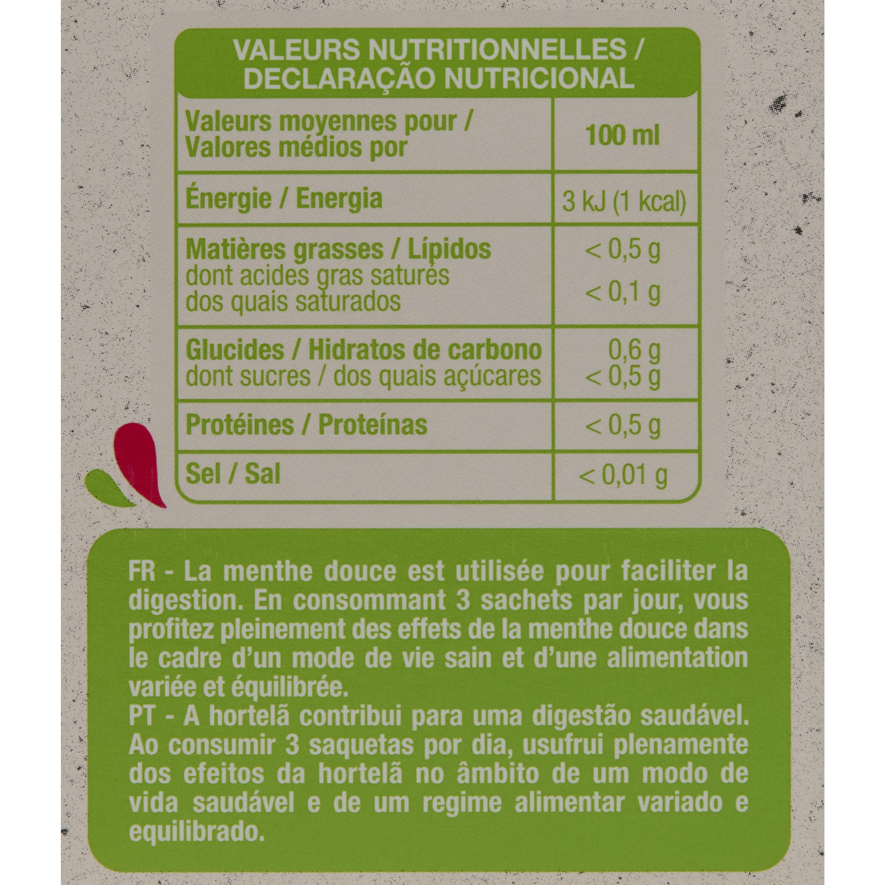 Voir la diapositive 4 : AUCHAN BIO Infusion digestion mélisse romarin menthe douce 20 sachets 30g