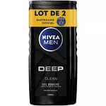NIVEA MEN Deep gel douche corps visage et cheveux à la poudre d'argile 2x250ml