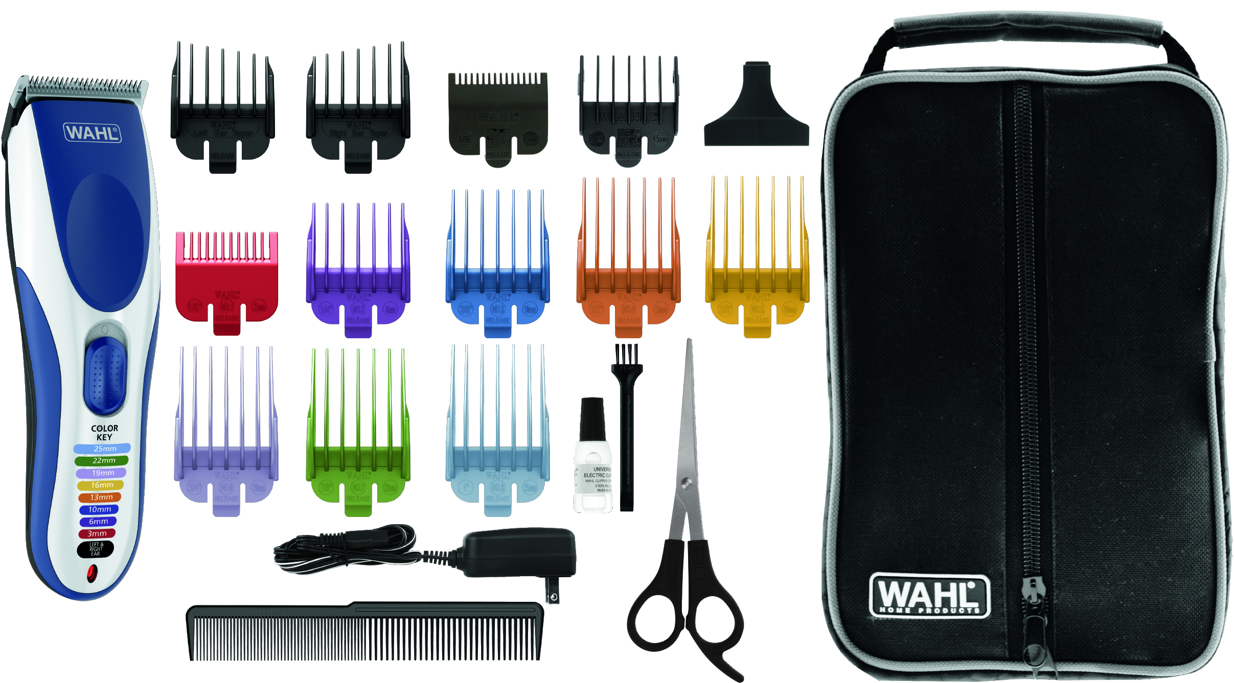 Voir la diapositive 2 : WAHL Kit tondeuse à cheveux COLOR PRO 9649-016 - Blanche et Bleu