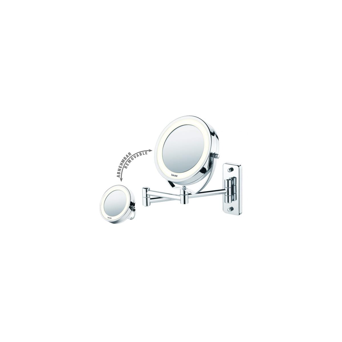 Voir la diapositive 3 : BEURER Miroir lumineux grossissant BS 59, Fixation murale et pieds