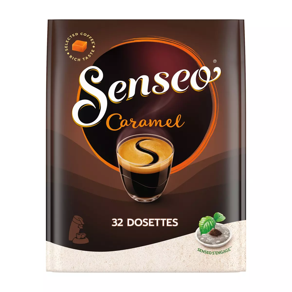 SENSEO Dosettes de café au caramel compatibles Senseo 32 dosettes 222g