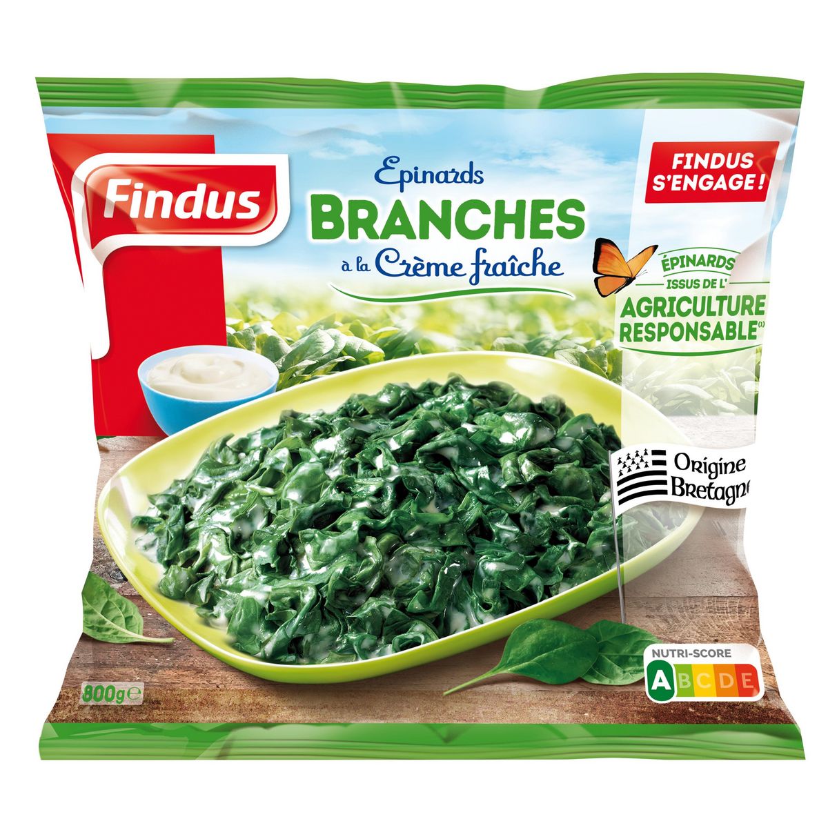 FINDUS Epinards en branche à la crème fraîche 800g