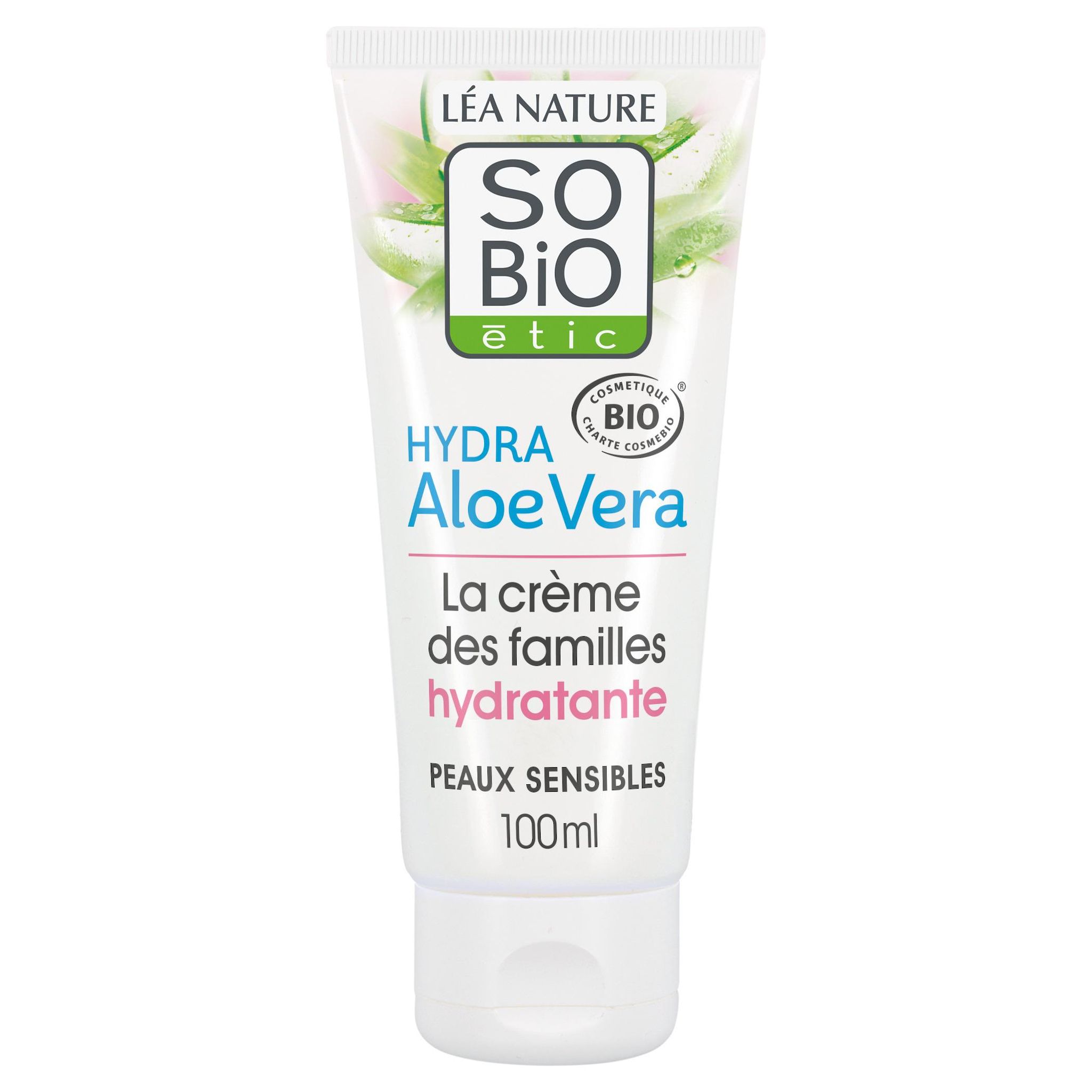 Voir la diapositive 2 : SO BIO ETIC Hydra Aloé Véra La crème des familles hydratante bio peaux sensibles à réactives 100ml