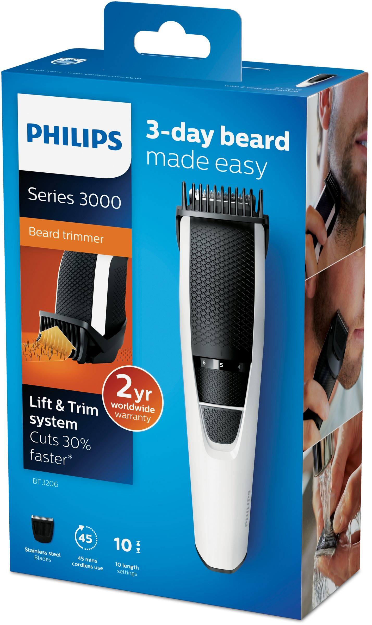 Voir la diapositive 4 : PHILIPS Tondeuse barbe multifonction BT 3206/14