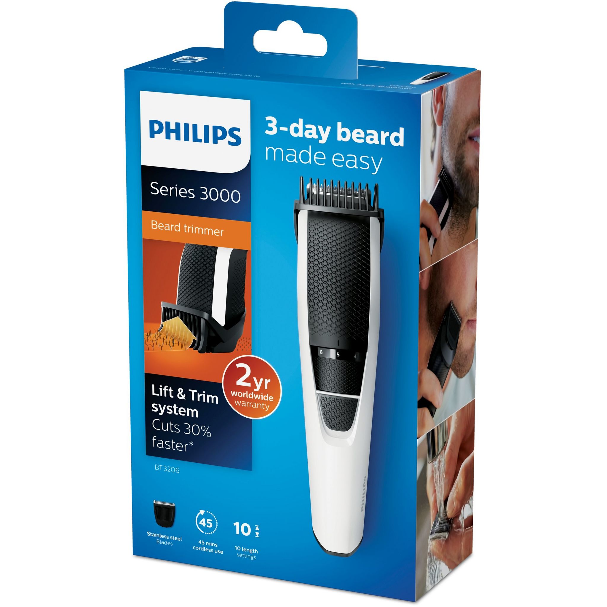 Voir la diapositive 4 : PHILIPS Tondeuse barbe multifonction BT 3206/14