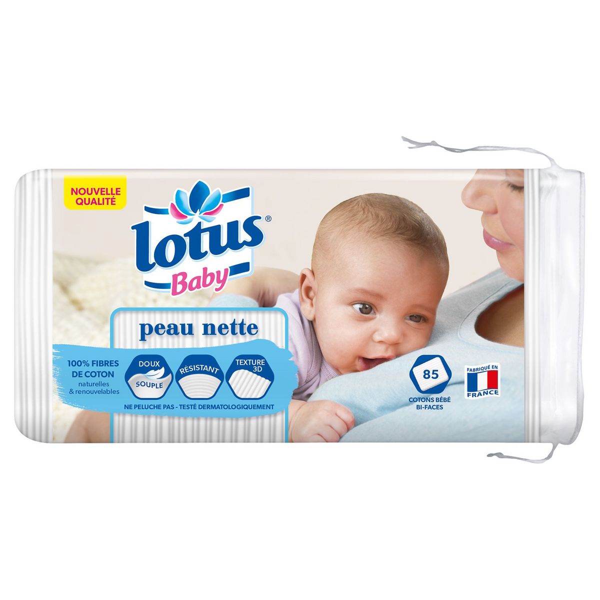 LOTUS BABY LOTUS COT BB 85 CARRES PEAU NETTE 85 cotons