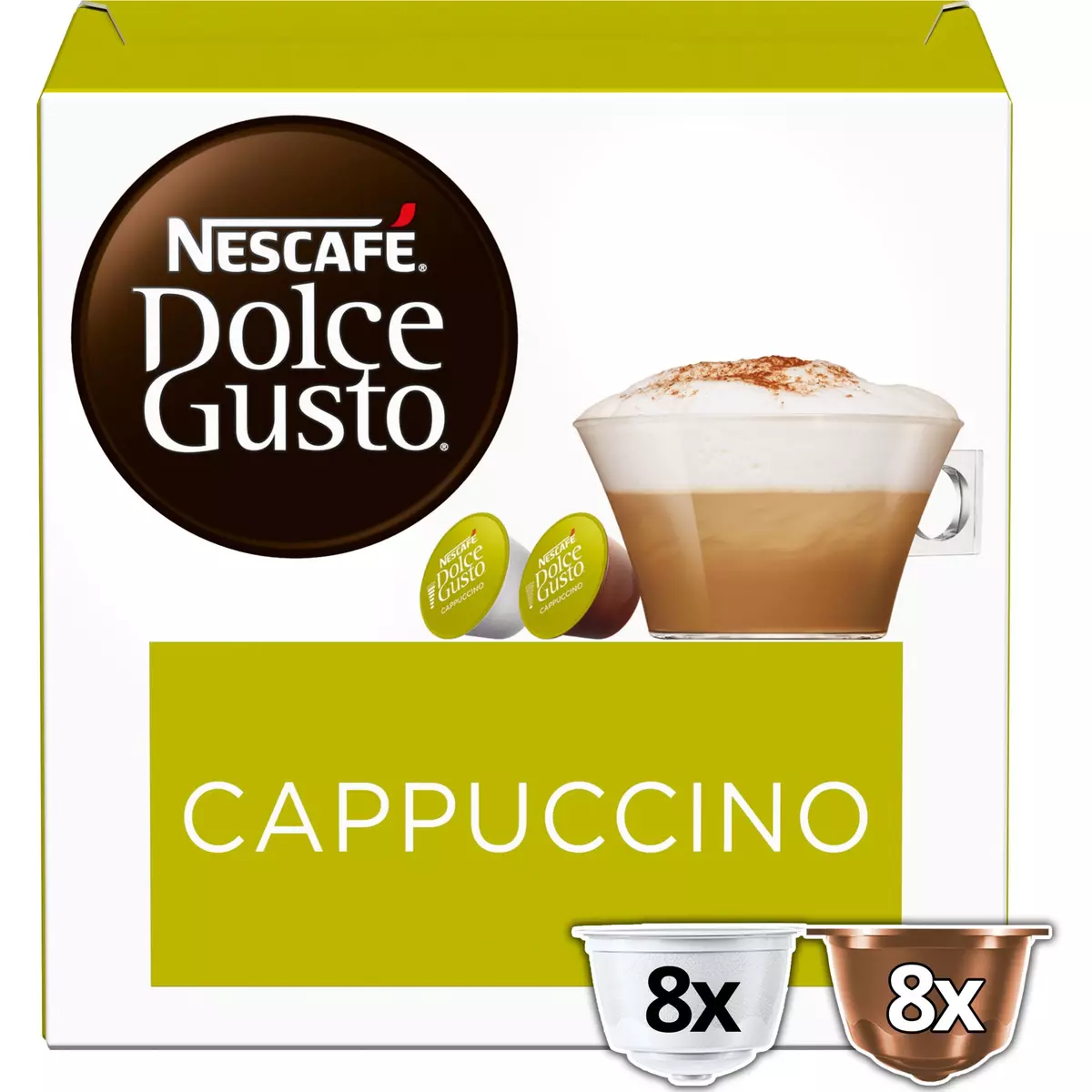 DOLCE GUSTO Capsules de café cappuccino 2x8 capsules 186g