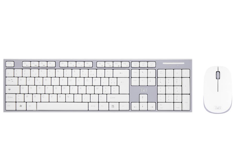 Voir la diapositive 2 : TNB Clavier sans fil Classy - Blanc - Nano USB - Souris sans fil incluse