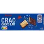 AUCHAN Crac choco biscuits nappés de chocolat au lait sans huile de palme 12 biscuits 150g