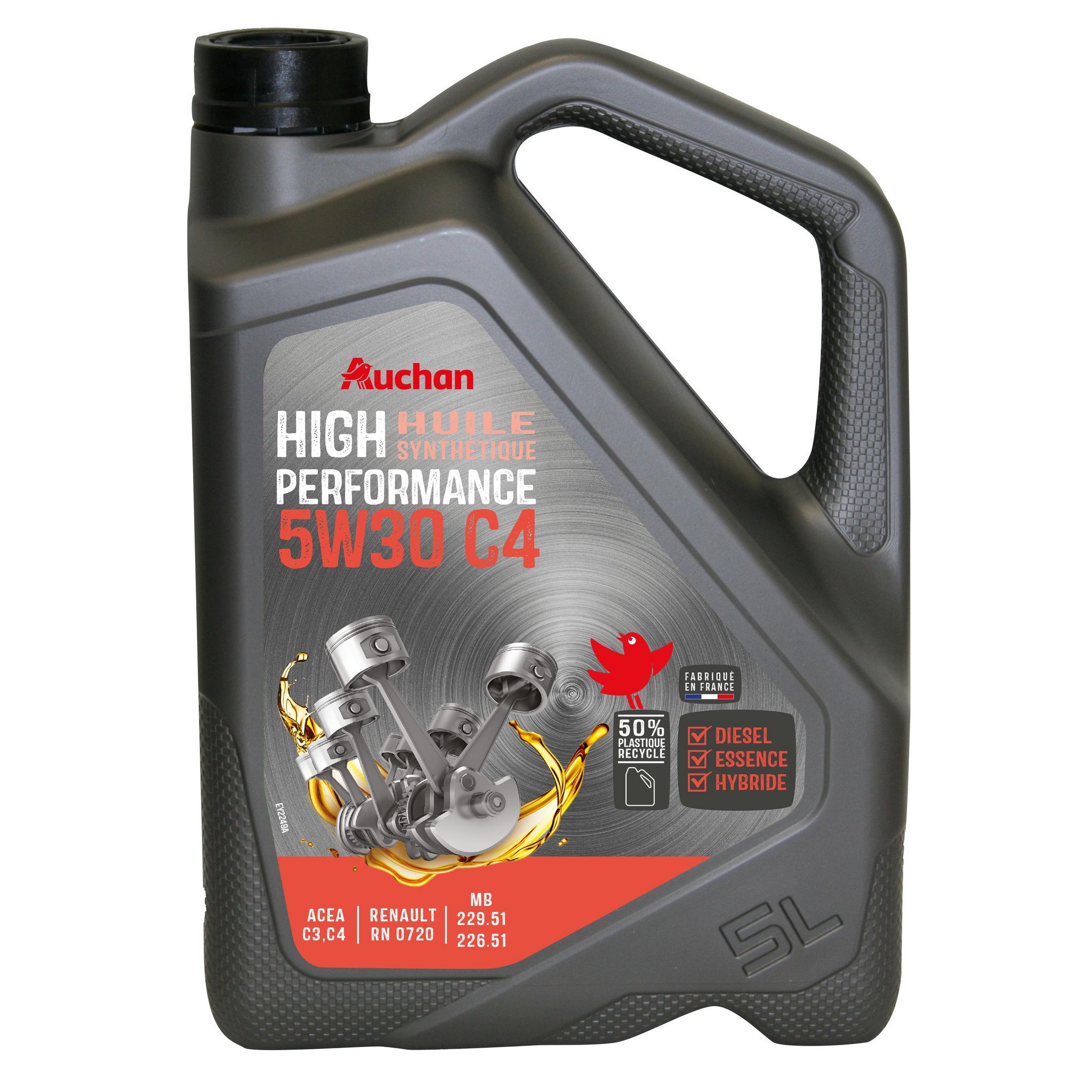 AUCHAN Huile moteur essence et diesel 5W30 C4 RENAULT 5L