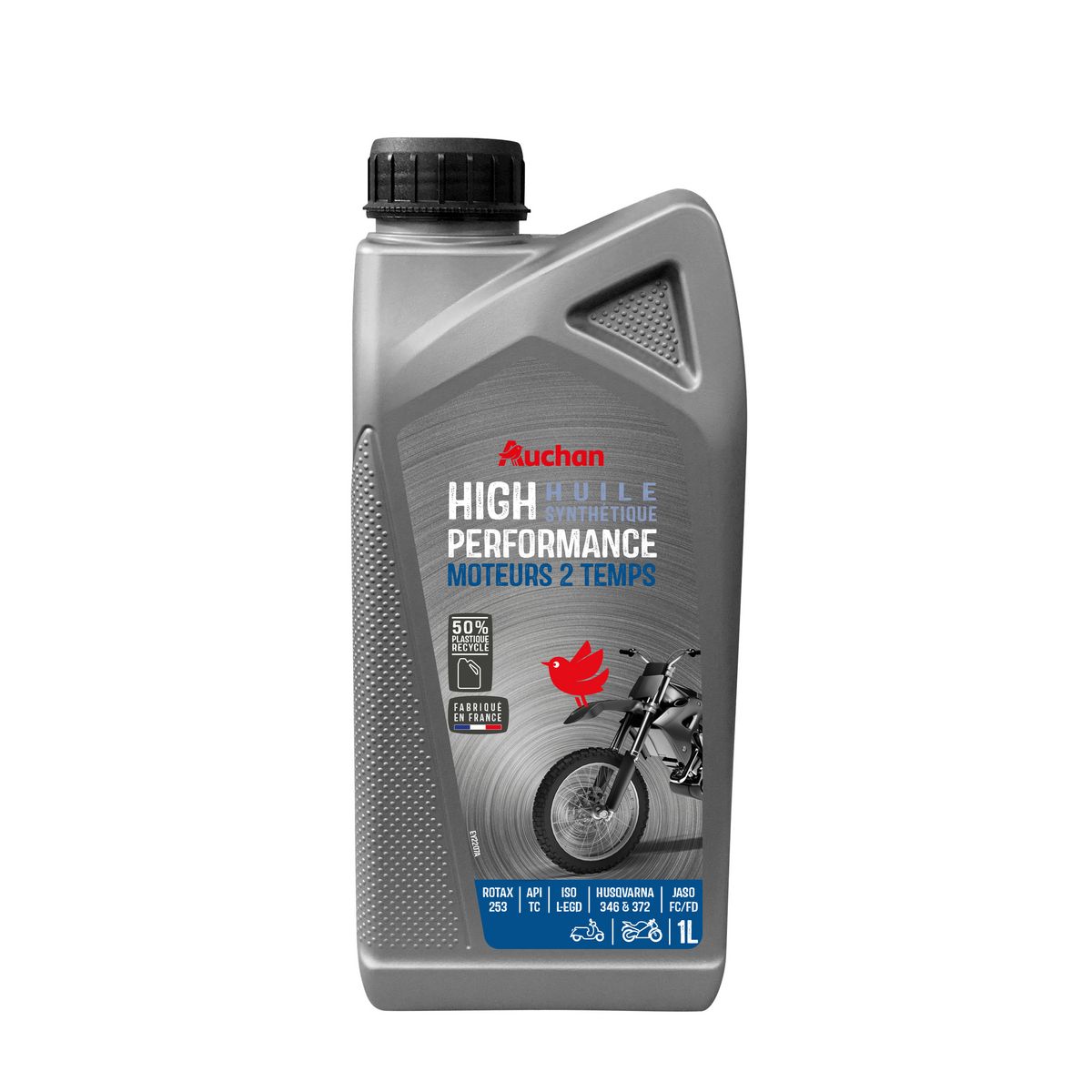 AUCHAN Huile moteur 2 Temps synthétique pour moto PERFORMANCE 1L