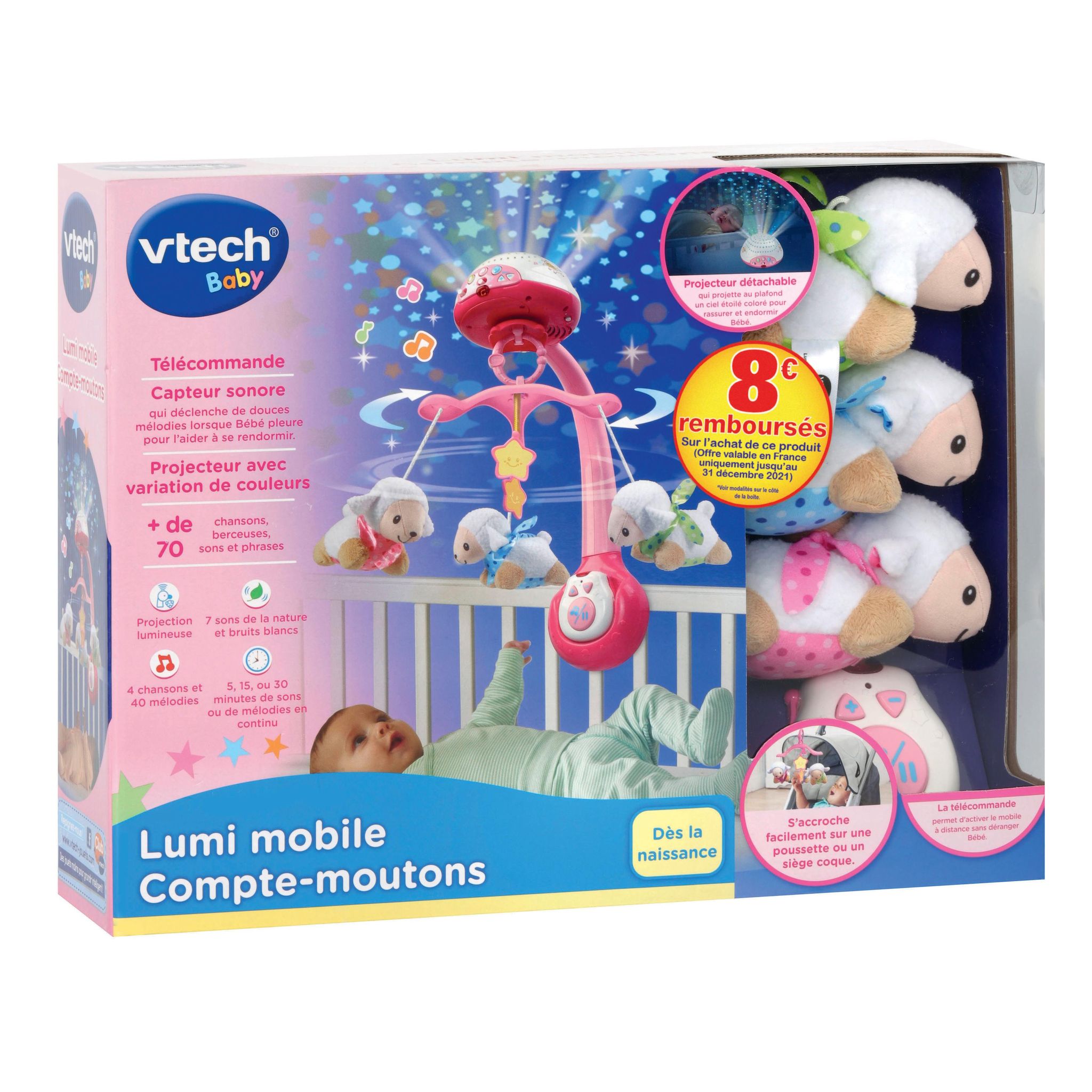 Voir la diapositive 2 : VTECH Lumi Mobile Compte-Moutons - Rose