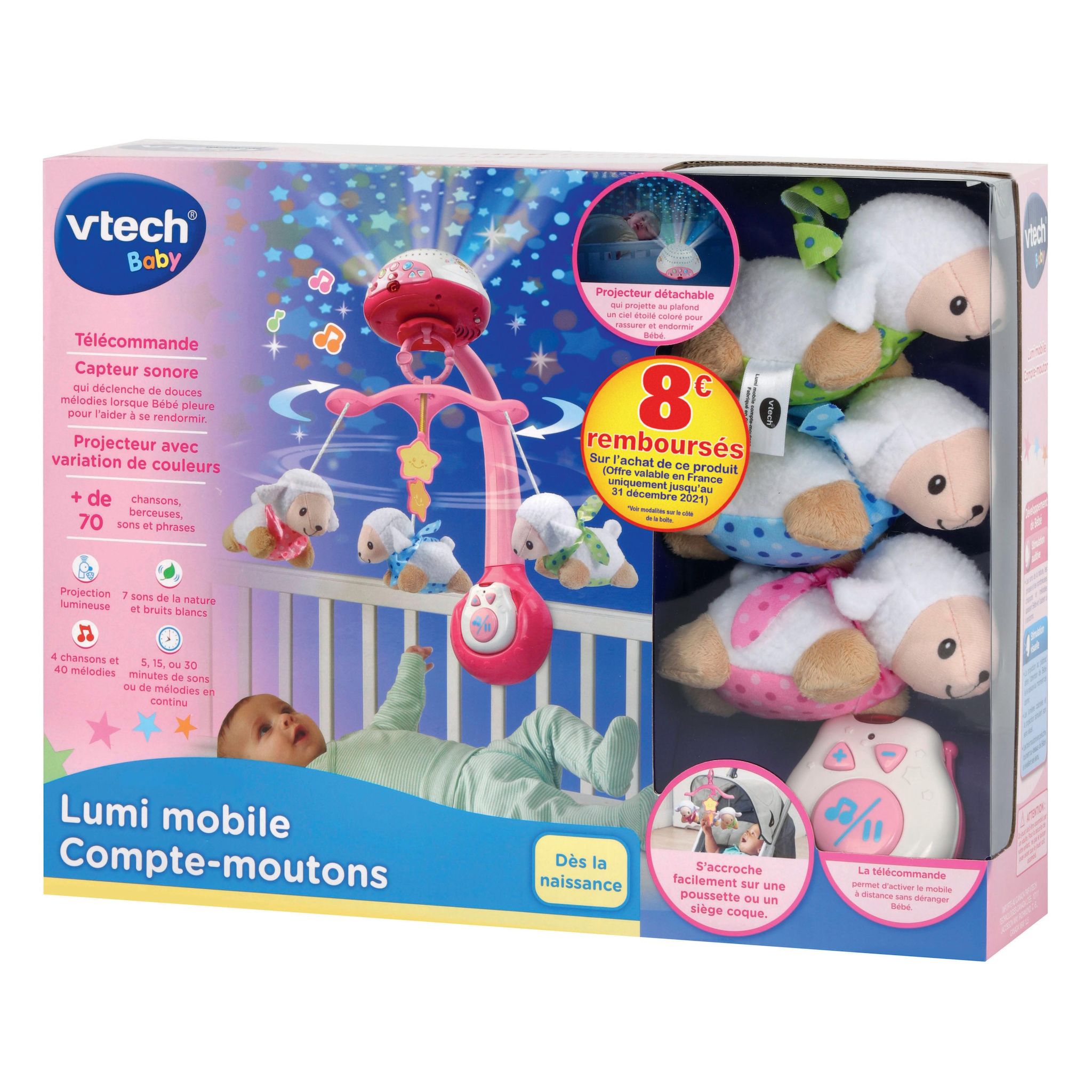 Voir la diapositive 3 : VTECH Lumi Mobile Compte-Moutons - Rose