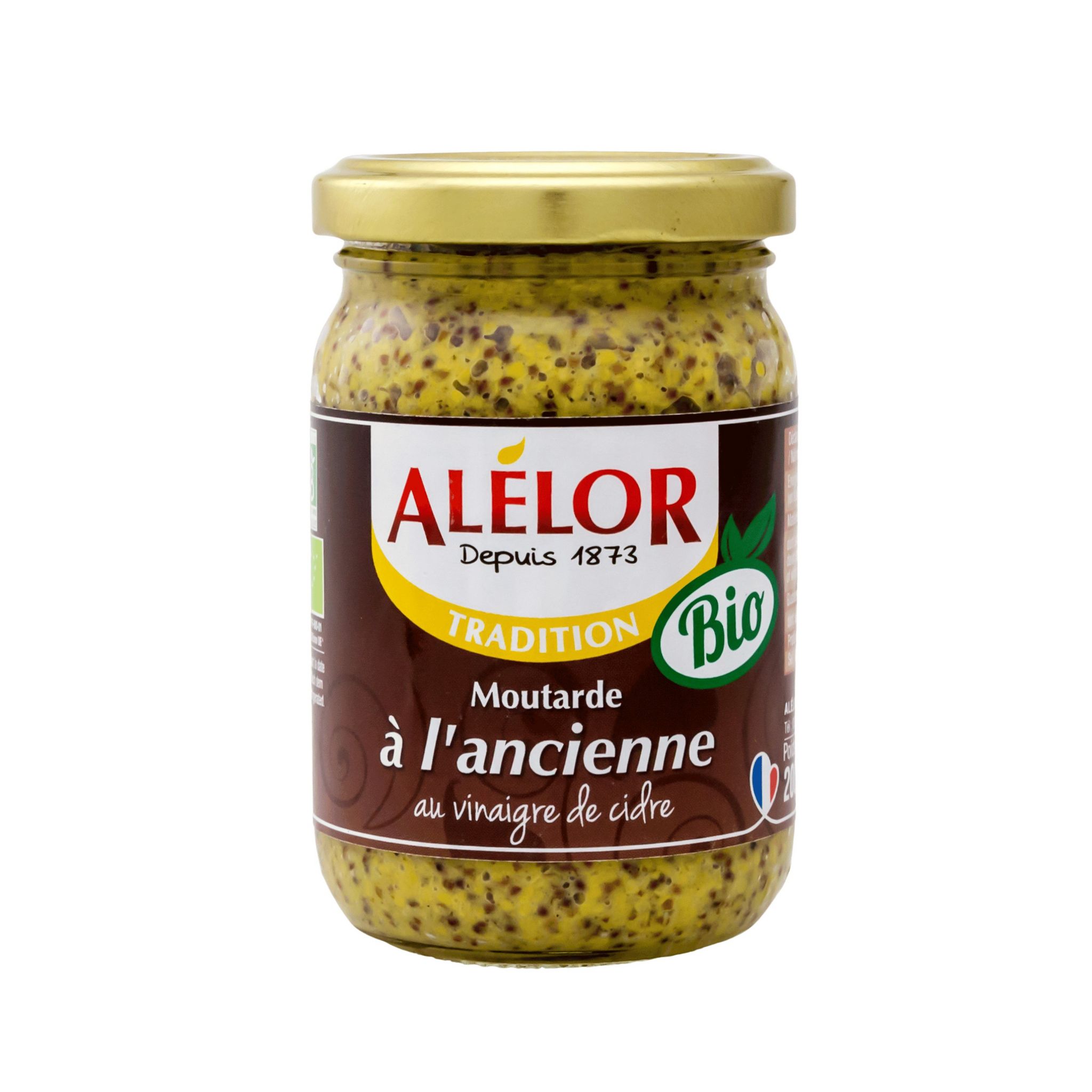 ALELOR Moutarde bio à l'ancienne au vinaigre de cidre 200g