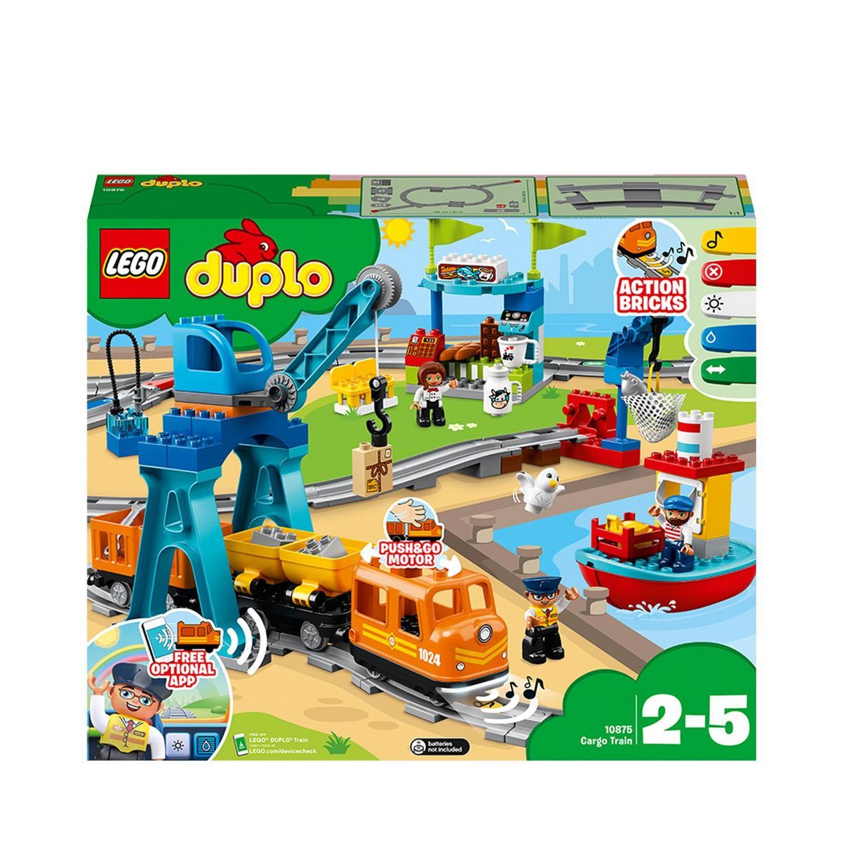 LEGO LEGO DUPLO 10875 Le Train de Marchandises, Jouet de Locomotive, avec Télécommande et Son
